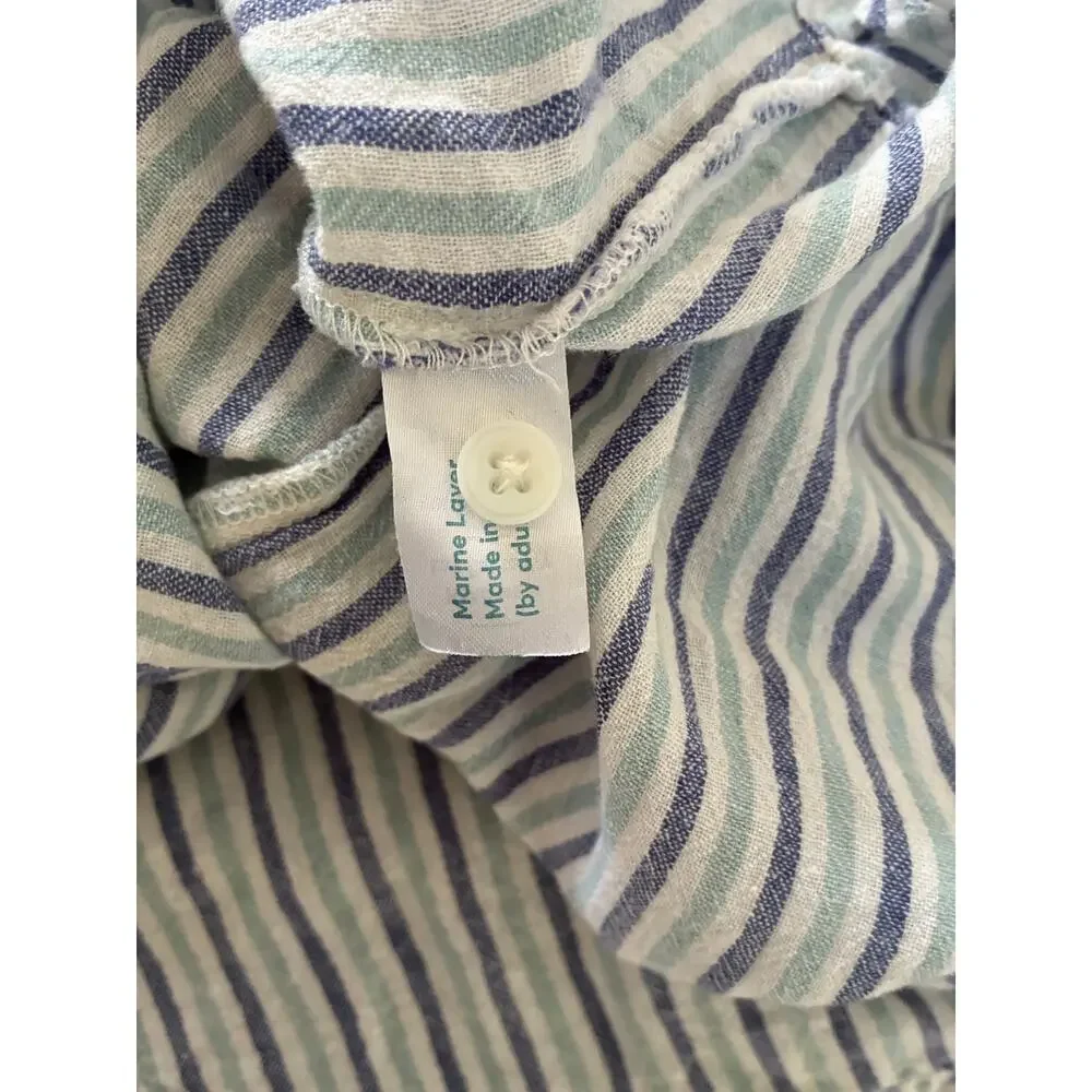 Marine Layer Striped Button Down Blouse Womens Large Nautical Casual Beach Linen - Picture 9 of 10